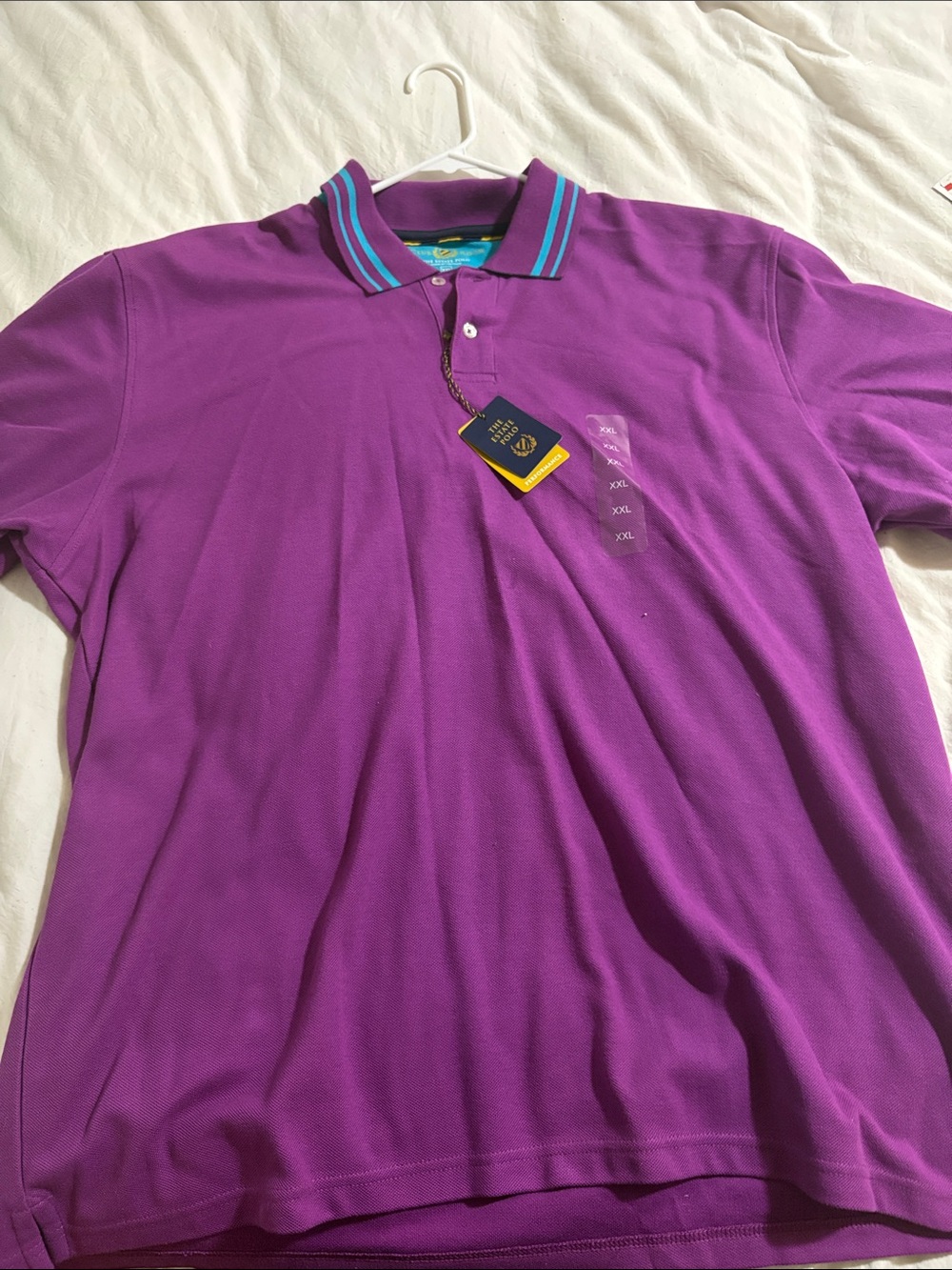 Club Room Purple Polo with Teal-Trim Collar